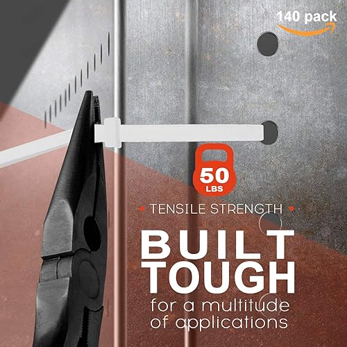 Miniatura 8 de Paquete de 140 soportes adhesivos para bridas de cables de 34 pulgadas con clips de alambre multiusos con orificio para tornillo, palo de anclaje en