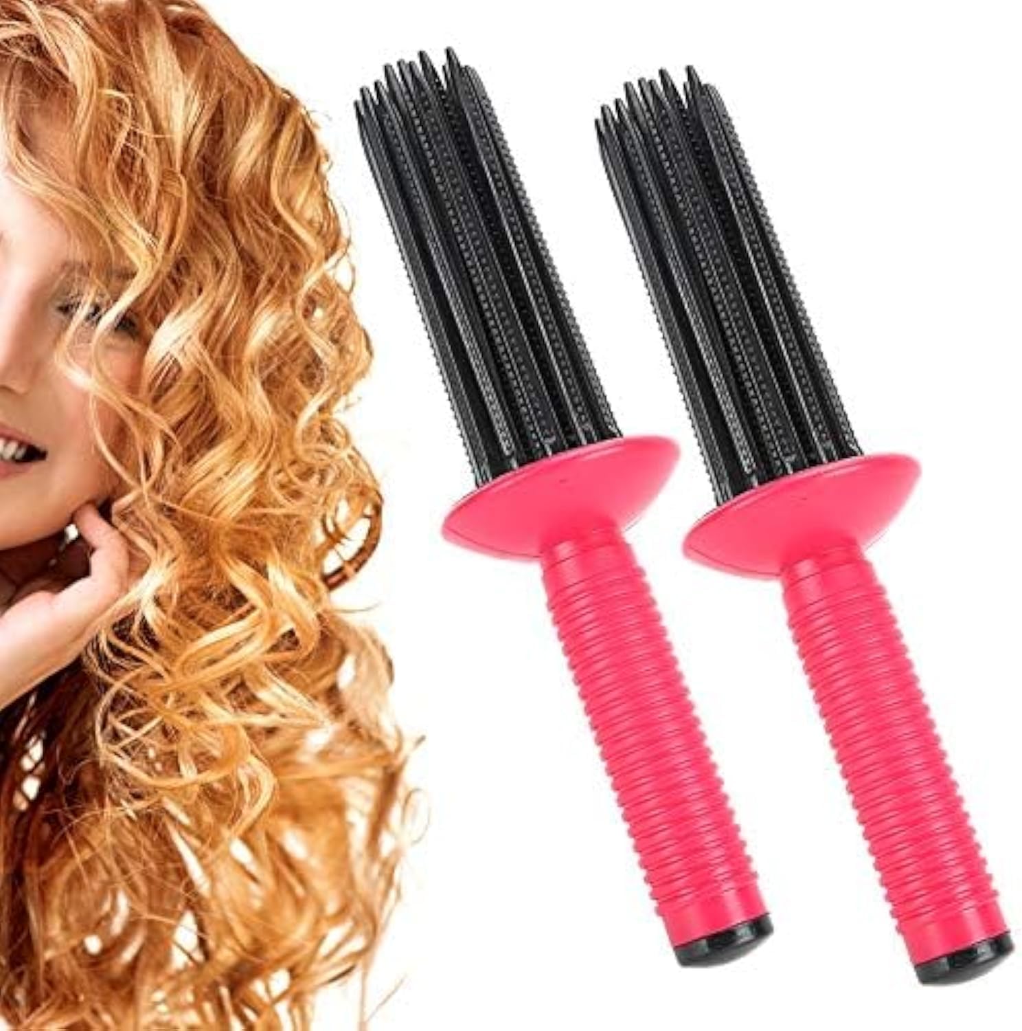BIGTHREE® 2 Pcs Curling Roll Comb, Hair Fluffy Styling Curler, Air Rolling Curling Brush Hair Curler Styler Tool for Girls Women for Home Personal Use Travel