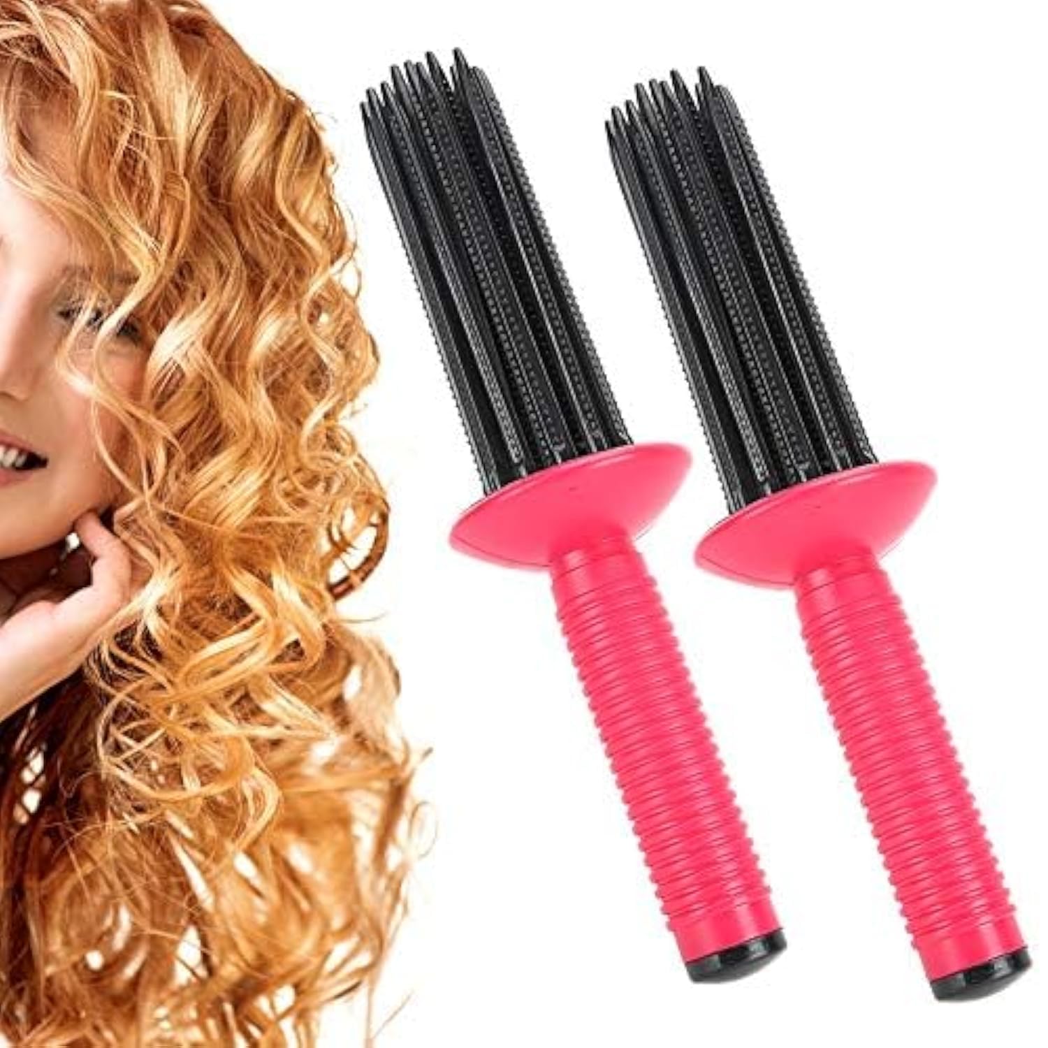 BIGTHREE® 2 Pcs Curling Roll Comb, Hair Fluffy Styling Curler, Air Rolling Curling Brush Hair Curler Styler Tool for Girls Women for Home Personal Use Travel