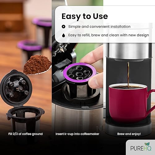 Miniatura 7 de Kit de inicio Keurig de repuesto para cafetera Keurig 2.0 y K-Slim con 3 filtros de carbón y 4 cápsulas de café reutilizables K-Cups