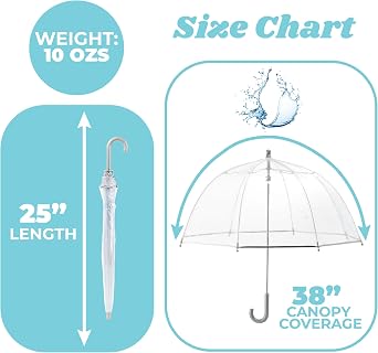 totes Kids Lightweight Dome Canopy Bubble Umbrella with Wind and Rain Protection