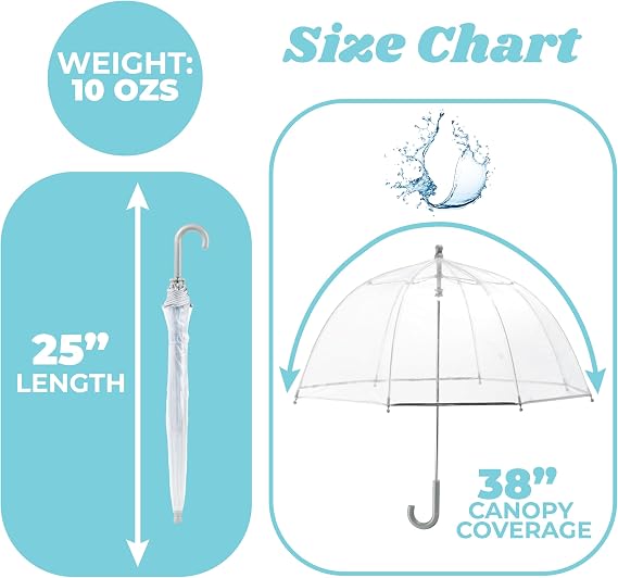 totes Kids Lightweight Dome Canopy Bubble Umbrella with Wind and Rain Protection