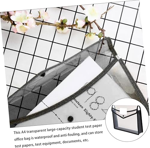 Miniatura 3 de NUOBESTY Caja de documentos Cierre a presión Tamaño A4 Carpeta de archivos de plástico Cartera de expansión Organizador de papel Almacenamiento de