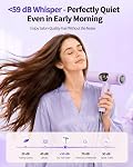 160,000 RPM Séchoir ionique haute vitesse avec diffuseur - Moteur professionnel sans brosse pour un séchage rapide, intelligent LED Affichage & NTC Contrôle de la chaleur, Quiet & Léger, nettoyage automatique, pour tous les types de cheveux