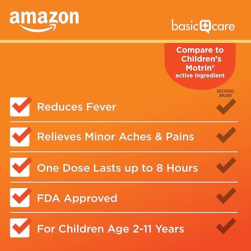 Vista 13 de Yaxa Basic Care Tabletas masticables de ibuprofeno para niños, 100 mg, analgésico y reductor de fiebre, sabor naranja, para dolores, dolor
