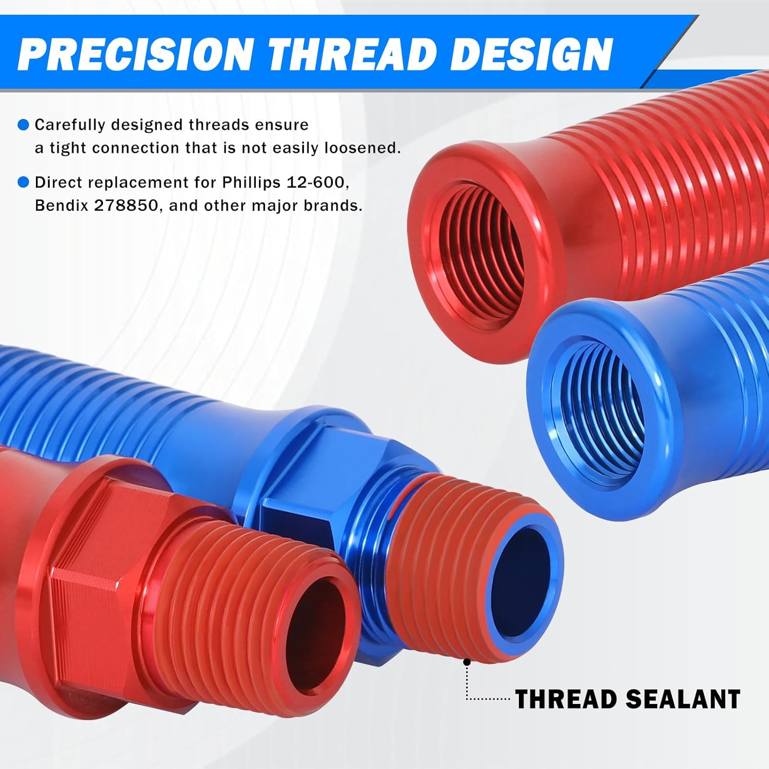 CheeMuii Glad Hand Handle Transverse Stripe Handle Anodized Aluminum Extension Grips Set