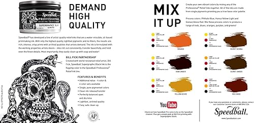 Miniatura 5 de Speedball Tinta de alivio profesional, azul ultramarino, tubo de 5 onzas