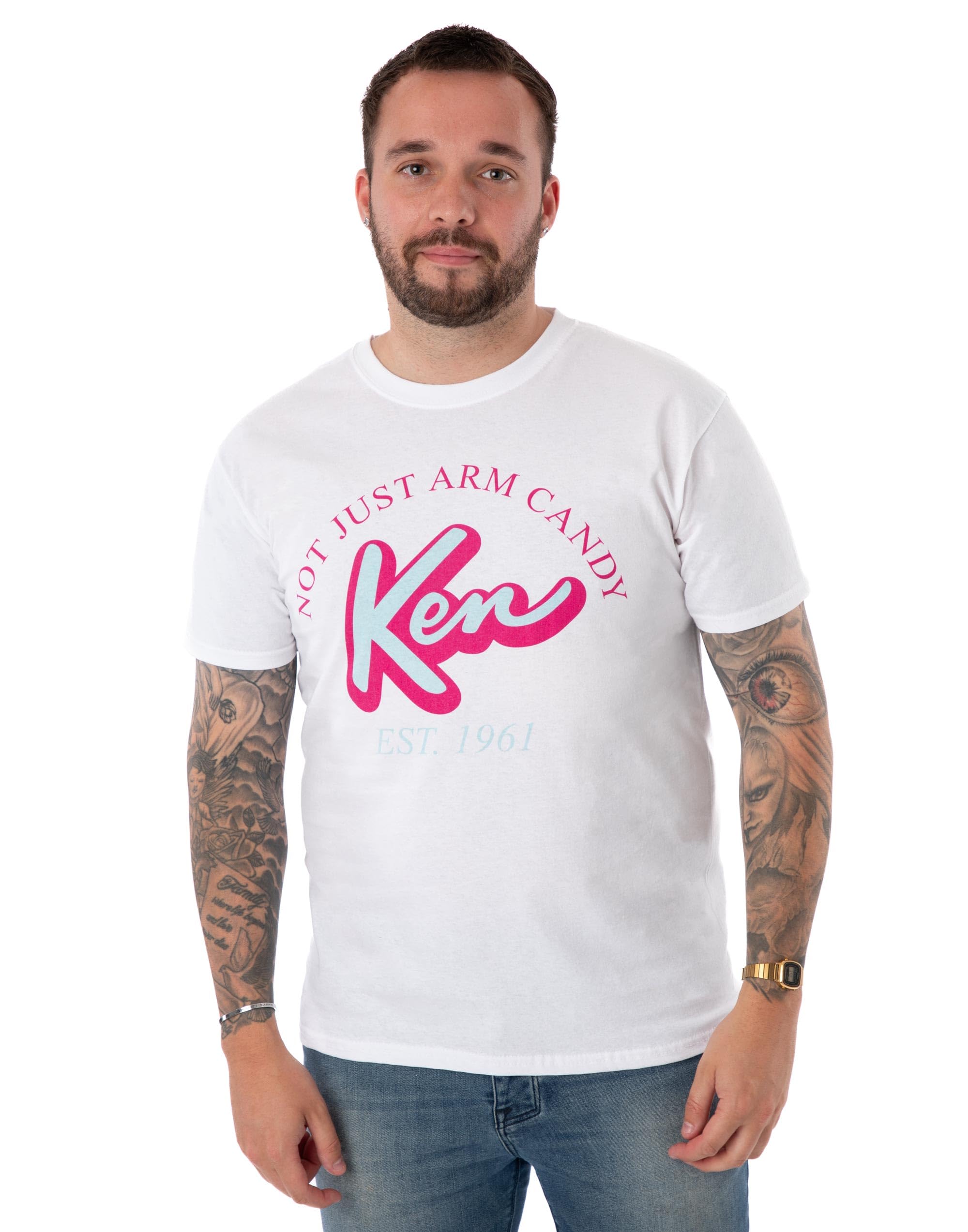 Vanilla Underground Barbie Mens White Ken Arm Candy Classic Short Sleeved T-Shirt (X-Large) from B&Q