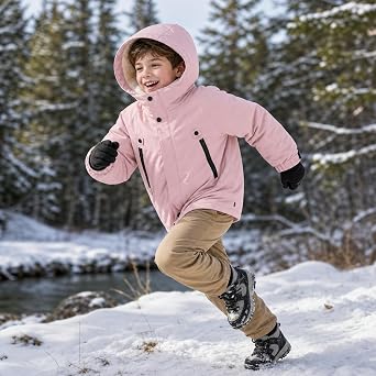 JiAmy Kids Fleece-Lined Winter Coat Boys Girls Water-Resistant Jacket 5-14Y