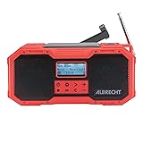 Albrecht DR 112, tragbares DAB+/UKW Outdoor Kurbelradio, 27911, SOS-Notruf, Taschenlampe, Solarmodul, PowerBank, IPX5 Wasserschutz