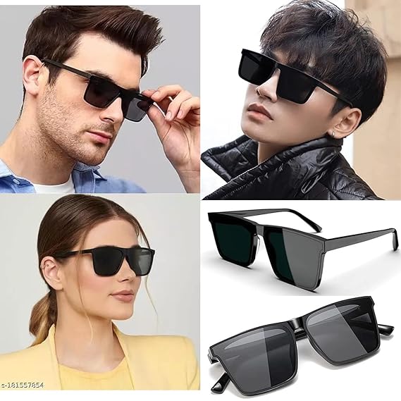 Sheomy Unisex Combo offer pack of 4 shades glasses White Black Candy MC stan Rectangle Retro Vintage Narrow Sunglasses Women and Men Small Narrow Square Sun Glasses Combo offer pack of candy MC stan