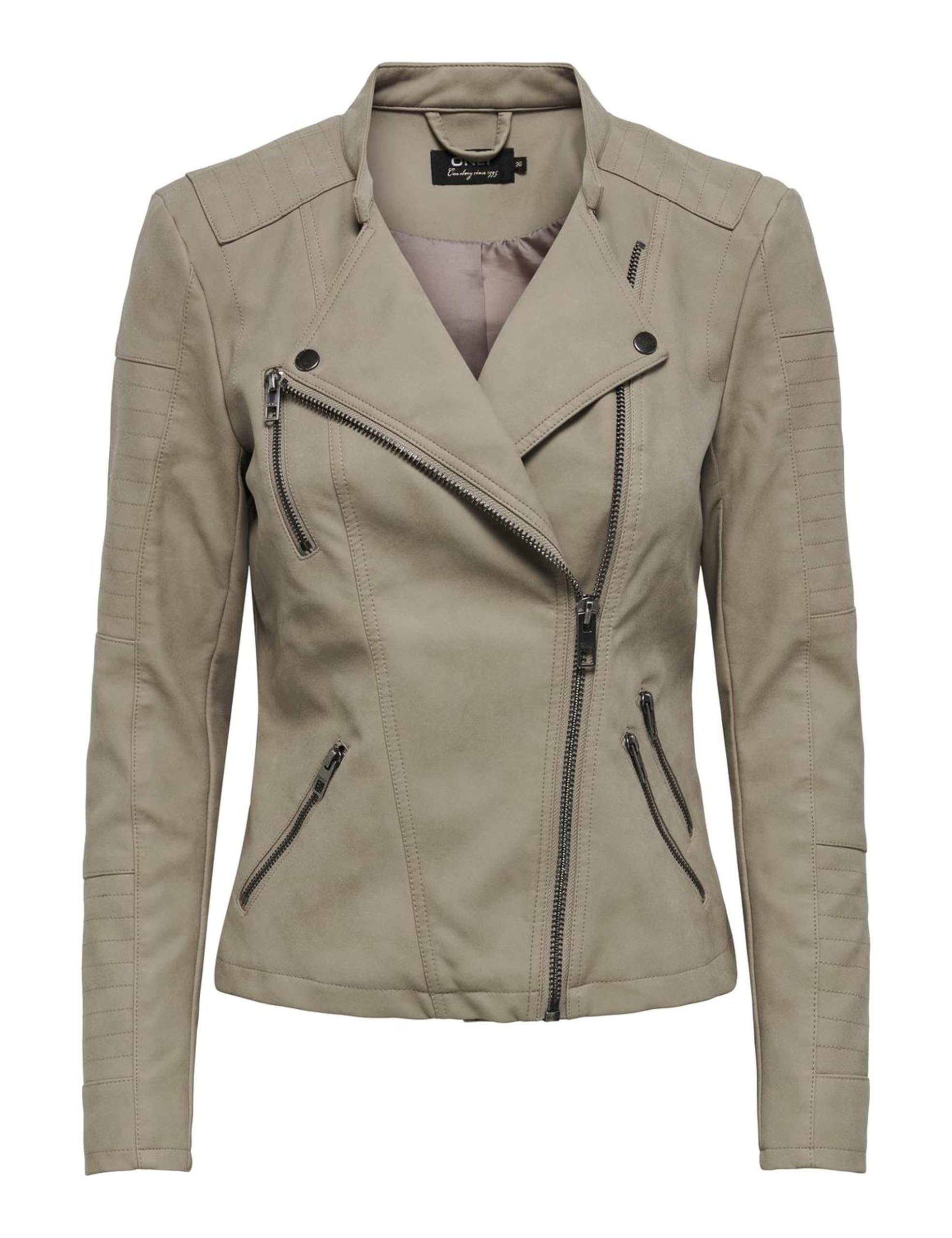 ONLY Women's Onlava Faux Leather Biker OTW Noos Jacket, Weathered Teak, 6