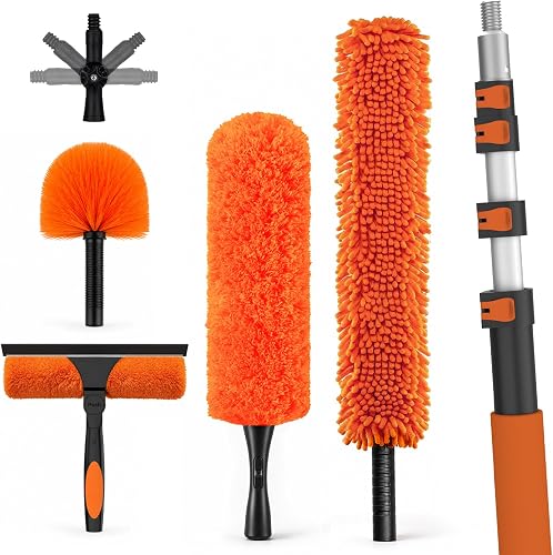 27% off deal for LAANPOLE 20FT High Reach Duster Cleaning Kit with Extension Pole, High Ceiling Fan Cleaner Duster Tool for Fan Blades, Window Washing on Amazon