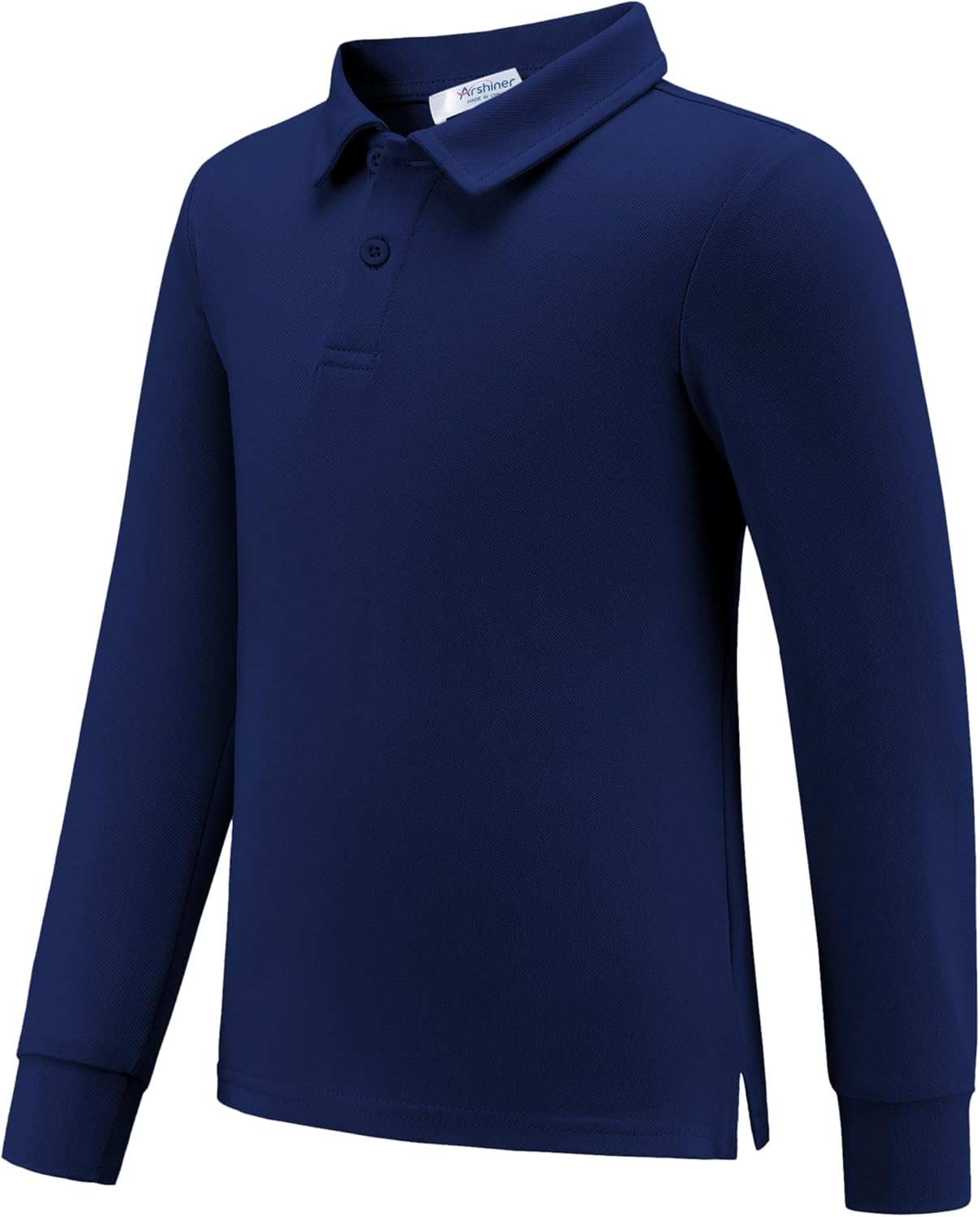 Arshiner Boys Long Sleeve Polo Shirt Performance School Uniform Pique Button Closure Shirt Size 5-12 Years - Image 7
