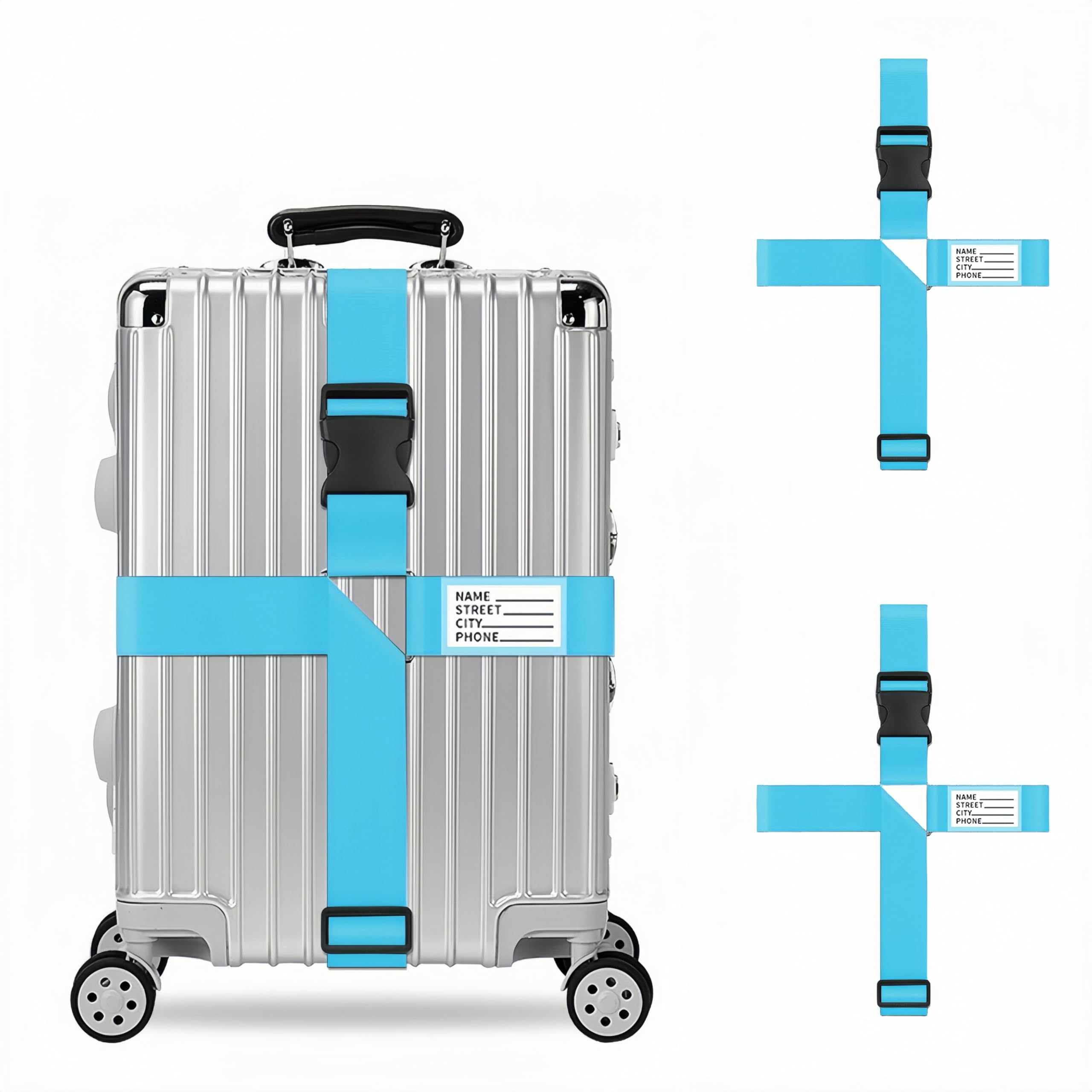 2-Pack Adjustable Luggage Straps – 2-Inch Wide Travel Suitcase Belts for 20