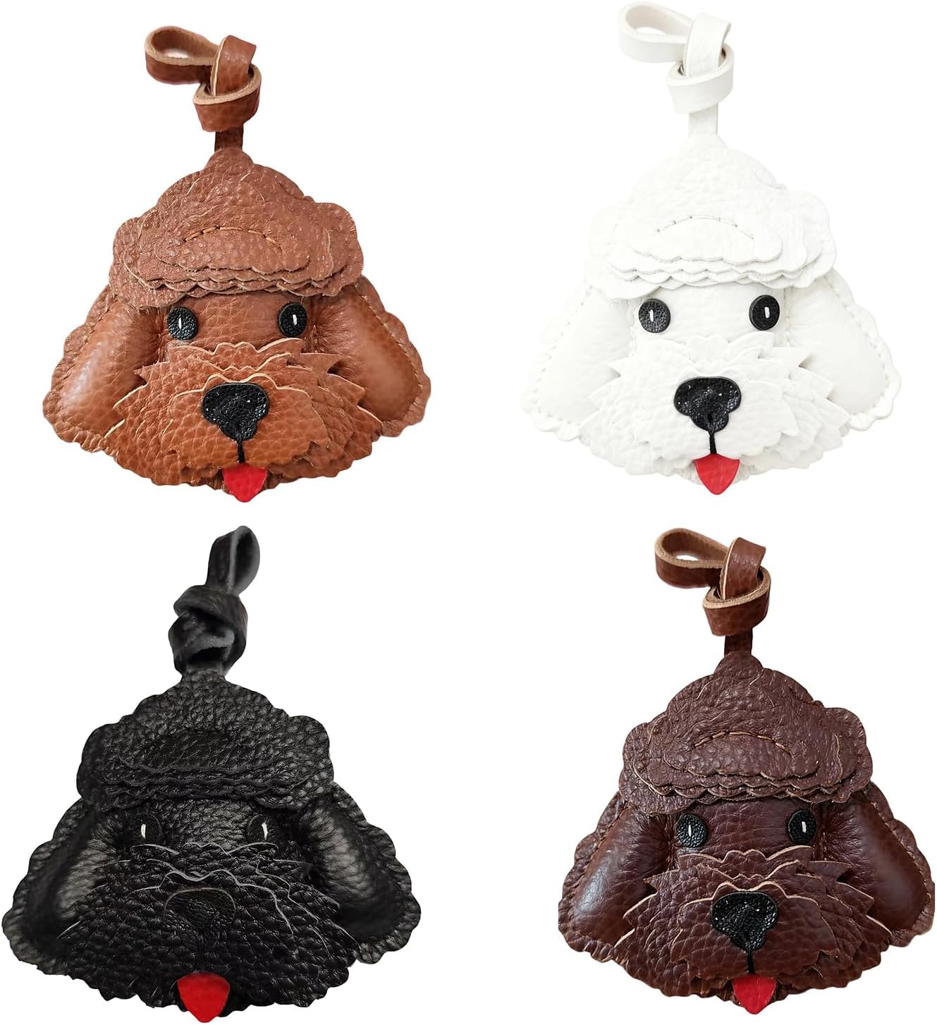 Dog Theme Pu Leather Keychain Stitching Keys and Bags Adorable Dog Shaped Keyring Pu Leather Keychain Lightweight
