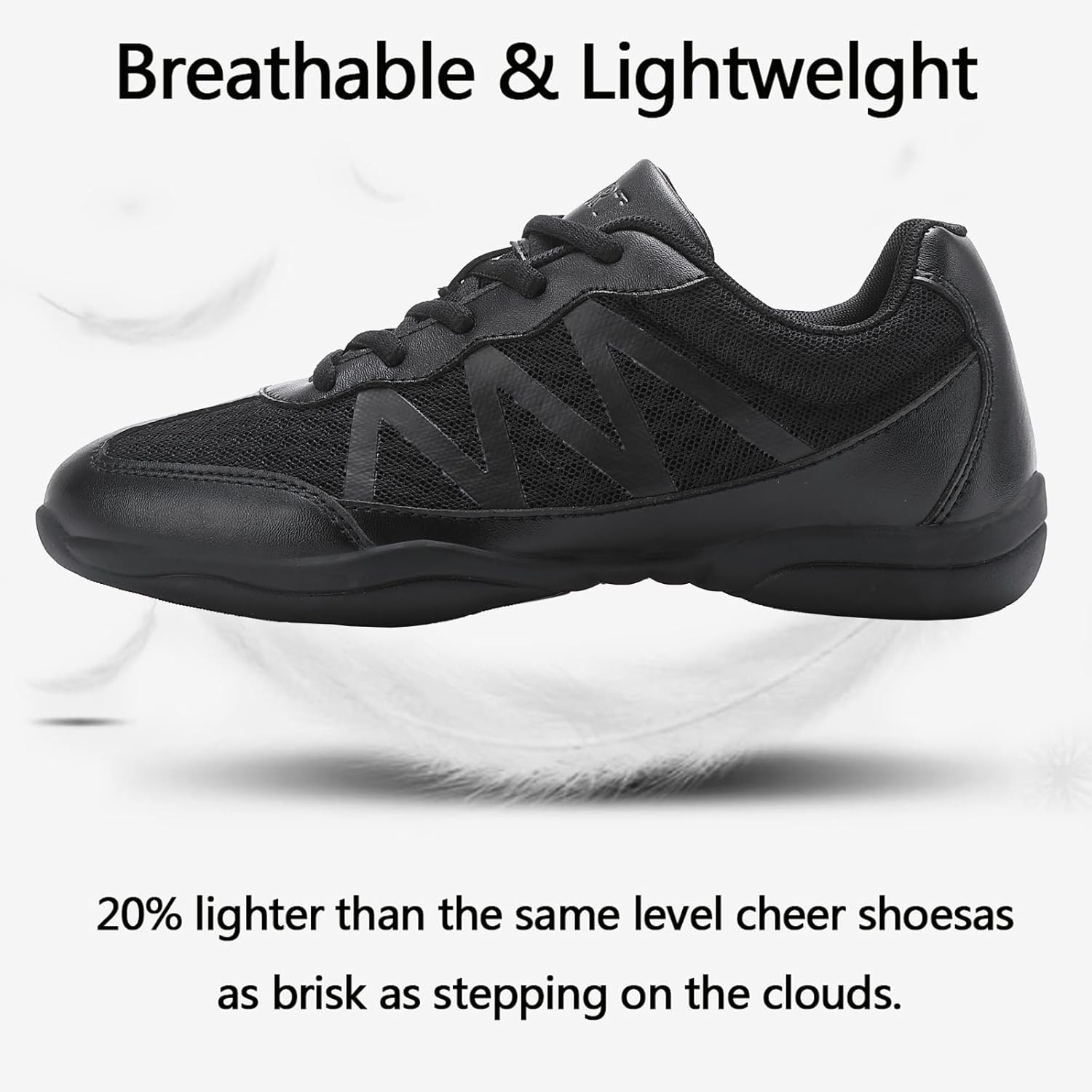 Kuikeiu Black Cheer Shoes Breathable Lightweight Cheerleading Shoes for Girls Youth Competition Athletic Training Size Little Kid 11.5 to Women 11 - Image 5
