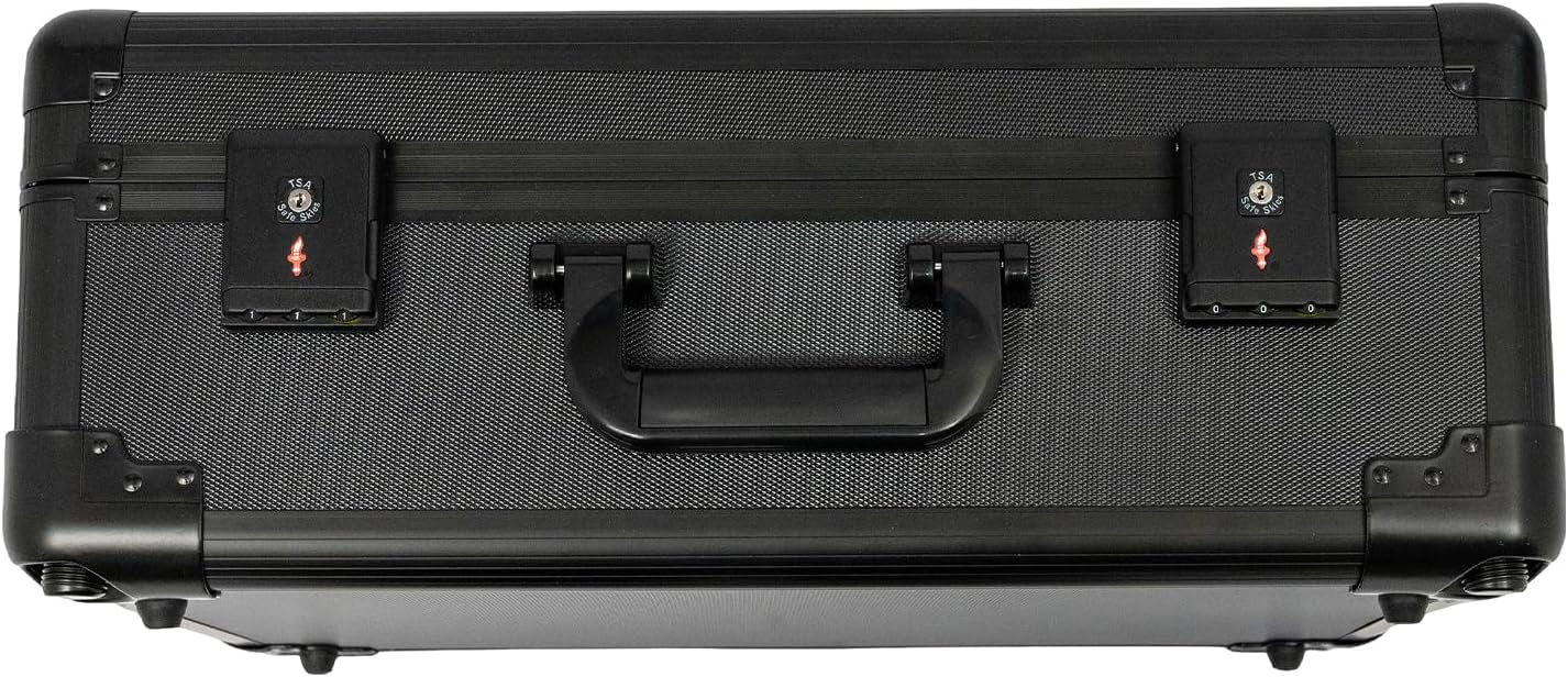 Professional Portable Barber Station with Adjustable Height 18.11-31.5in TSA Lock Hair Stylist Toolbox for Barbershop - Rolling Organizer Case for Barbers (Black)