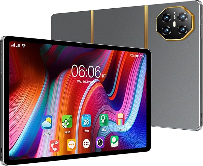 تابلت اندرويد 10.1 انش ثنائي شرائح الاتصال بذاكرة RAM 6GB وذاكرة روم 128GB وشاشة لمس IPS HD 1280×800 وبلوتوث وكاميرا مزدوجة وجي ام اس وواي فاي وجوجل (رمادي) من سي جي واي كيو