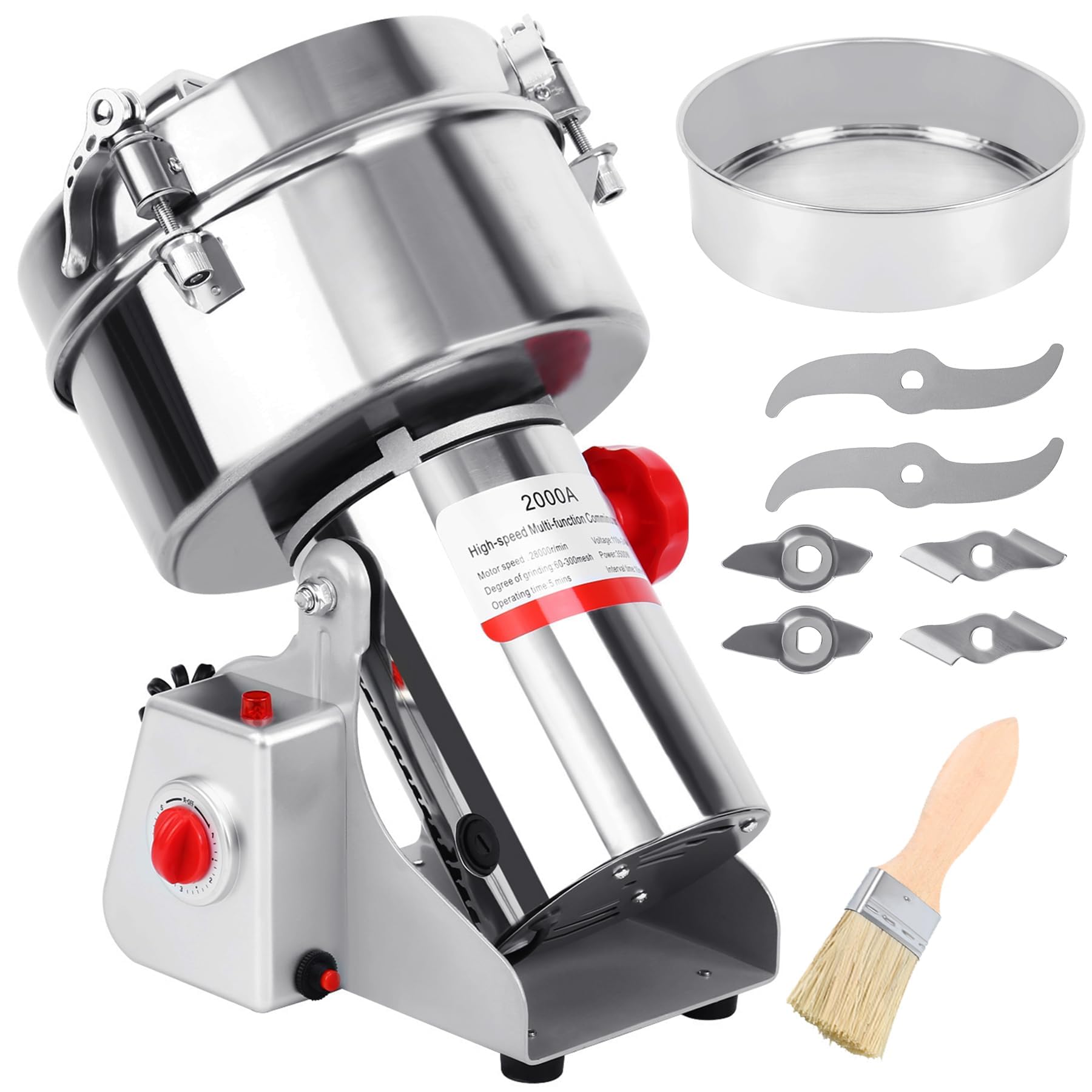 AYCDL Electric Grain Mill Grinder 2000G Swing Type Commercial Grinders 3000W High Speed Superfine Powder Grinding Machine Pulverizer