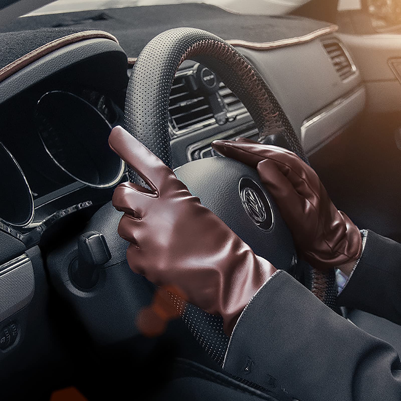 Skórzane rękawiczki dla mężczyzn zimowe ciepłe rękawiczki z ekranem dotykowym do jazdy motocyklem wodoodporne prezenty termiczne dla taty lub męża wiatroszczelna rękawica termiczna