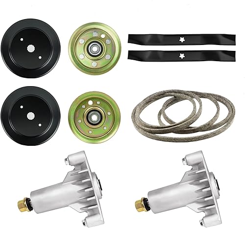 Kit de reconstrucción de cubierta de 42 pulgadas para Husqvarna Craftsman LT1000 LT2000 con 2 husillos 130794 532130794, 2 cuchillas 134149, polea