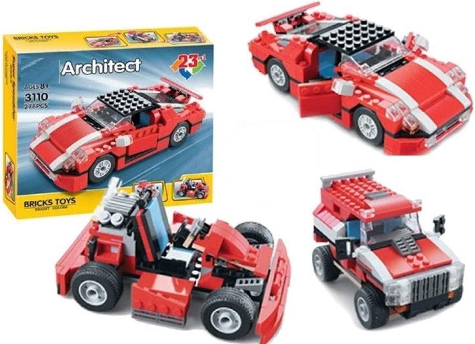 RVM Toys Architect 23 In 1 Racing Car Suv Sports Car Mini Truck Building Blocks Set 278+ Pcs Stem Educational Construction Learning Brick Toy For Kids|Multicolor