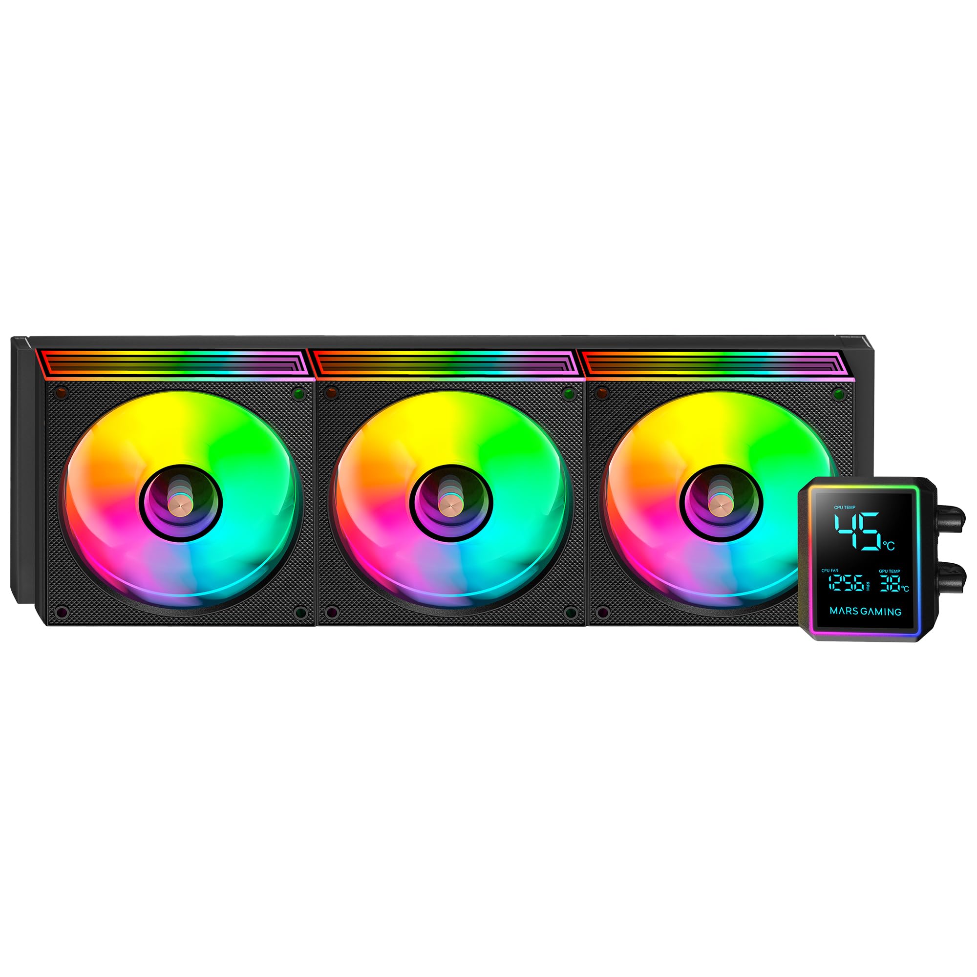 Mars Gaming ML-LCDPRO360 Raffreddamento Liquido AIO 600 W TDP, Schermo LCD 2,8" Multimonitor, Pompa 4ª Gen Opti-Chamber con Base in Rame, 3× Ventole 120 mm ARGB Infinity Mirror, Nero