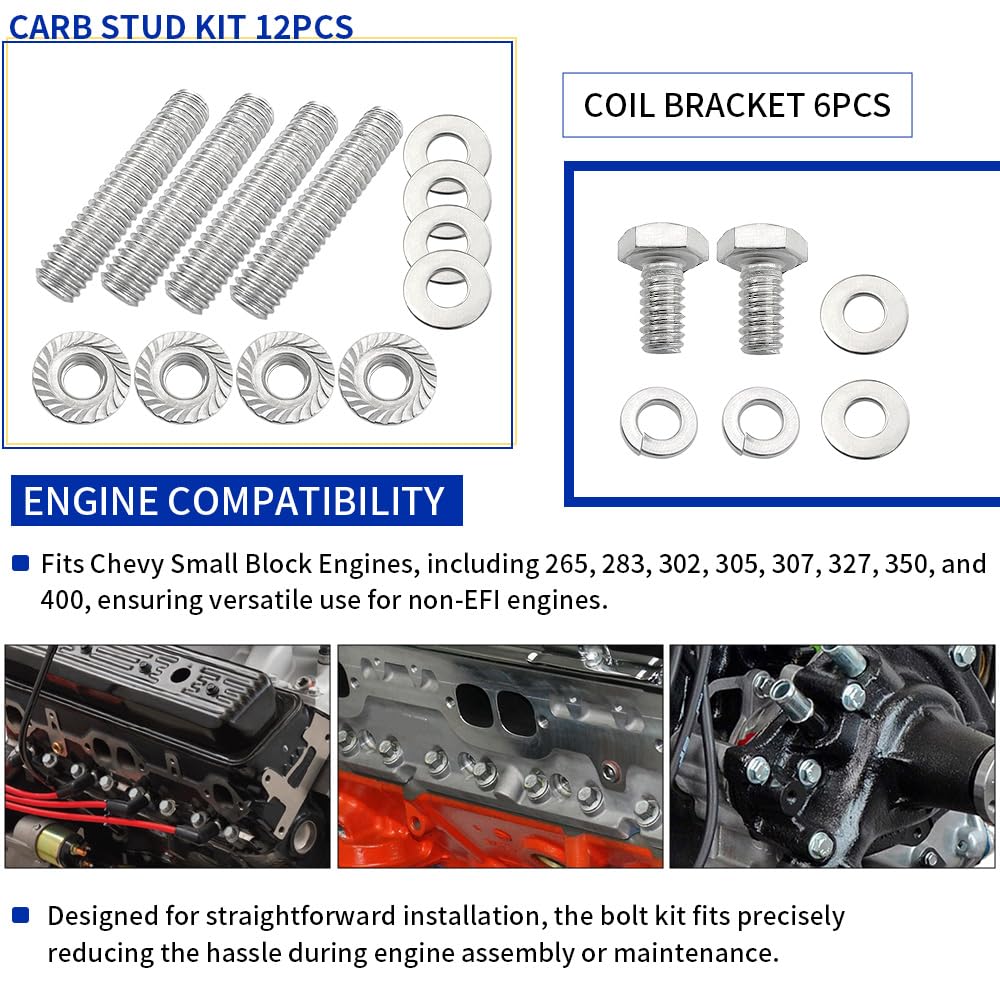 211 Pcs Oil Pan Bolts Stainless Steel Kit Compatible with Chevy SBC 265 283 302 305 307 327 350 400