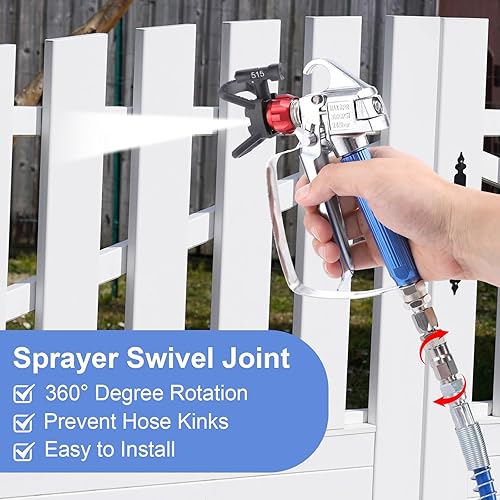Miniatura 5 de 8Pcs Kit de Pistola Pulverizador de Pintura Sin Aire, Pistola de Pulverización Sin Aire de 3600PSI con Varilla de Extensión de 7.87" y Herramienta