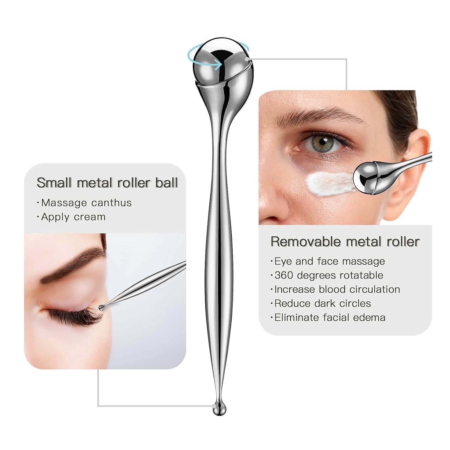 Lisapack Metal Eye Cream Roller Wand, Face Massage, Facial Massager for Applicator, Reduce Puffiness : Beauty & Personal Care