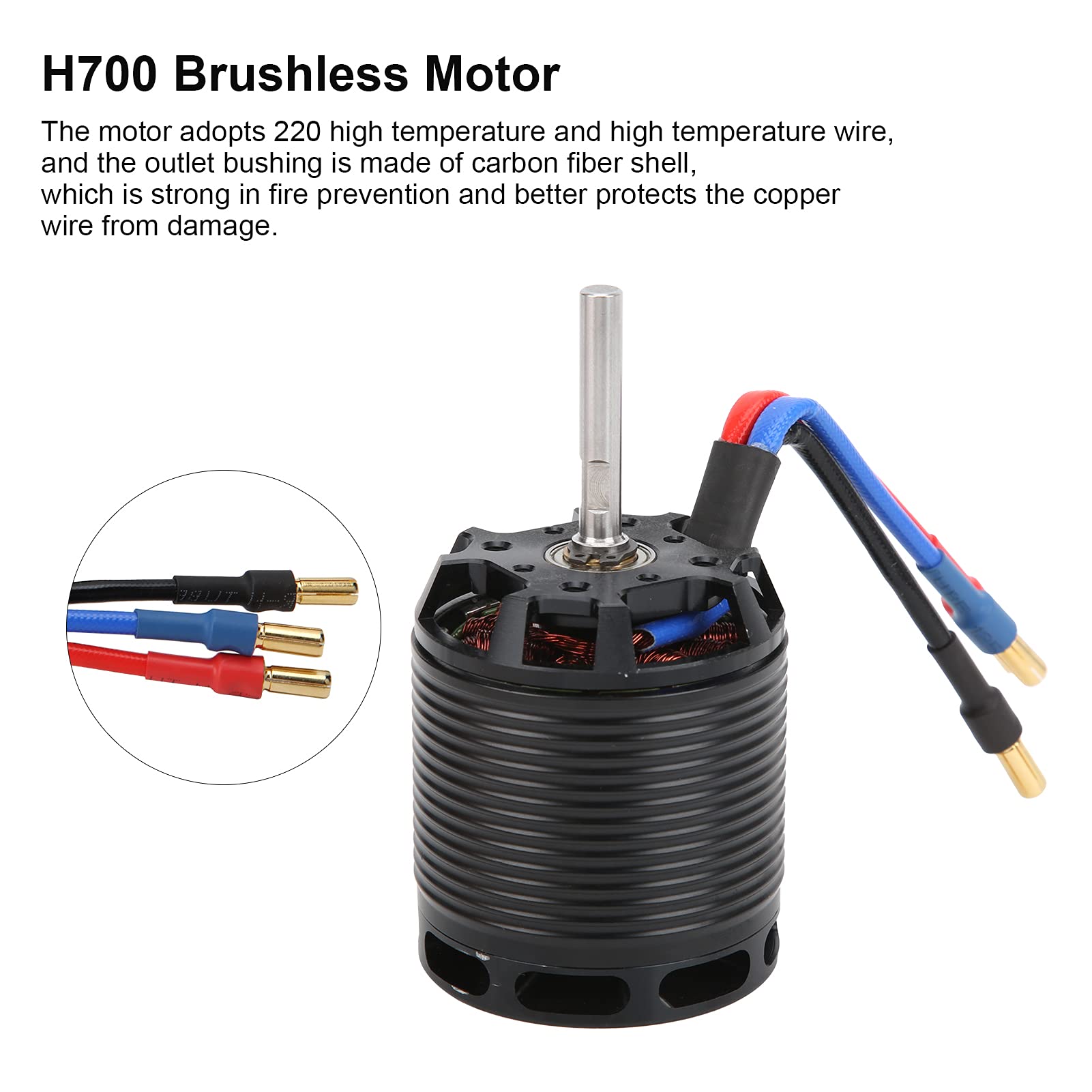 H700 4135 530KV Bezszczotkowy Silnik, 2,4x2,1 Cala Dużej Mocy 4500W 100A Silnik ze stalą magnetyczną N4SH i wtyczką z główką bananową 5mm, do Zdalnie Sterowanego Helikoptera RC