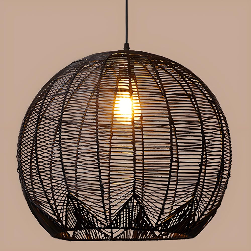 AYQJMD Boho Style Bamboo Pendant Light Natural Wicker Rattan Rattan Chandelier Southeast Asian Style Adjustable Cord Chandelier for Kitchen Island Dining Room Living Room Porch