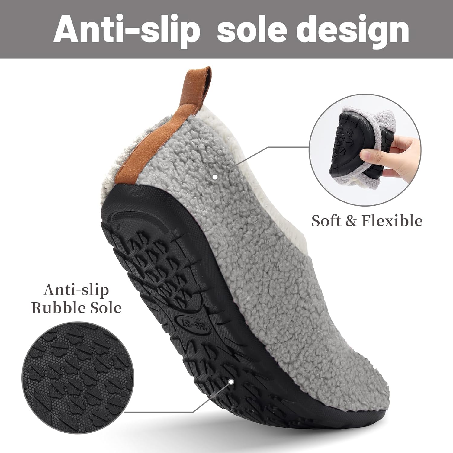 Ibeauti Women Mens House Slippers Lightweight Comfy Barefoot Slipper Socks Rubber Sole House Shoes for Indoor/Outdoor Bedroom Travel - Image 5