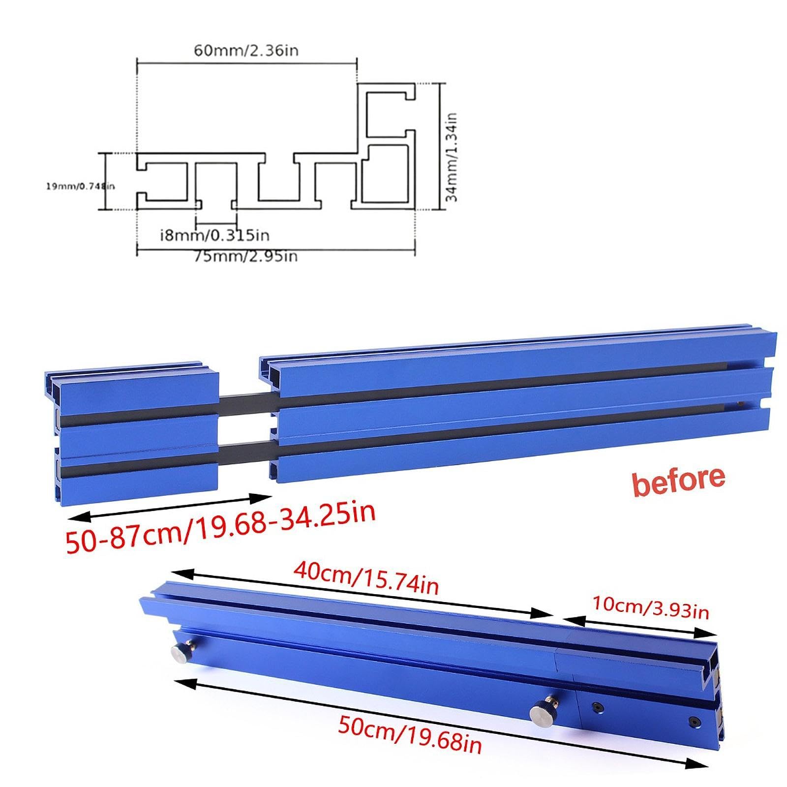 Tope para Mesa de Fresadora, de Aluminio, Profesional, de 20 a 34 Pulgadas, Ajustable, Protector para Fresadora, Accesorio para Mesa de Fresado