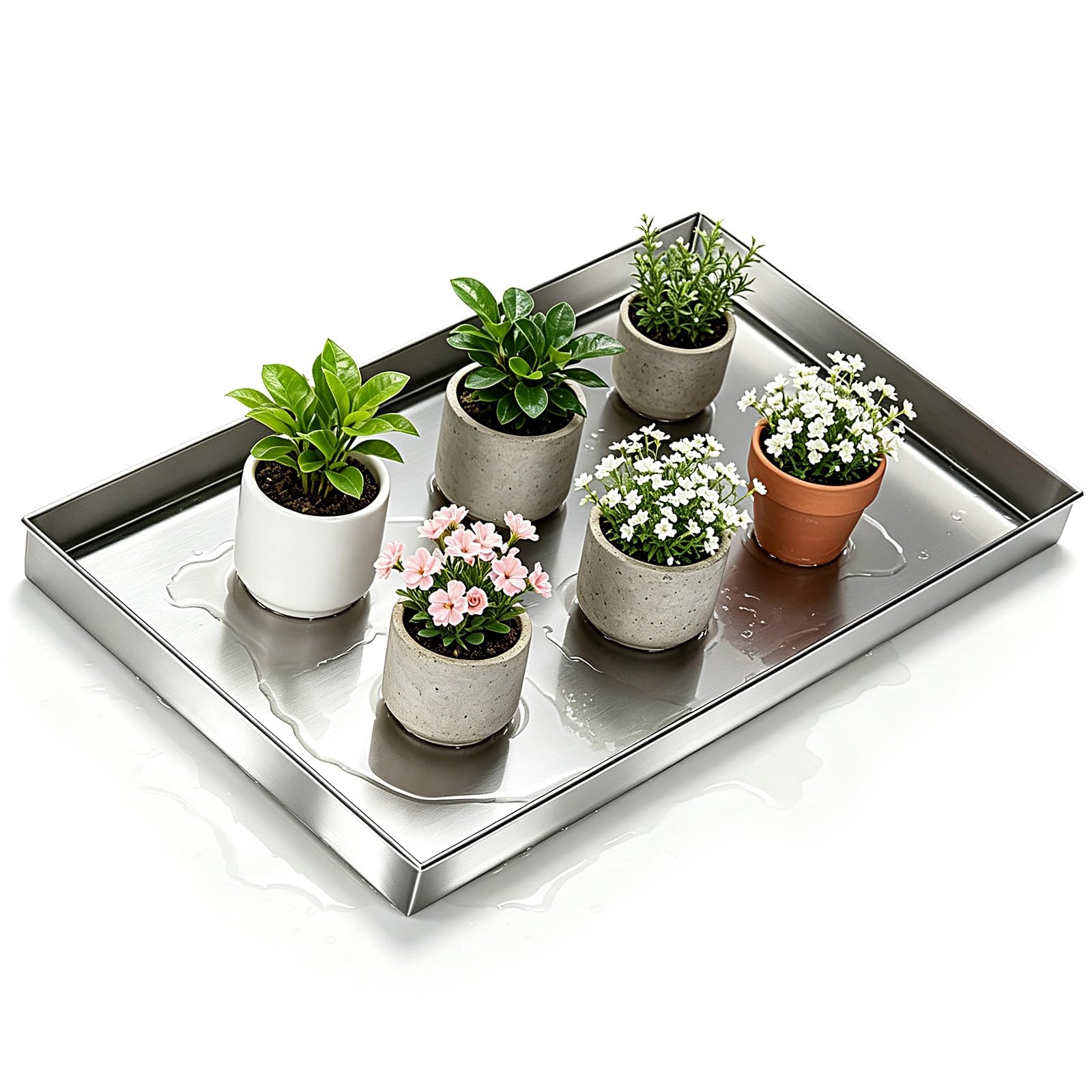 Raccogli Condensa Condizionatore in Acciaio Inox 304 a Tenuta Stagna | Spessore 0,8 mm, Vaschetta Condensa Condizionatore Universale e Personalizzabile per Uso Domestico e Commerciale(50x30x3cm)