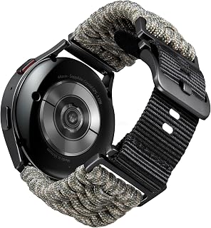 表带 编织伞绳 表带 18mm 20mm 22mm 兼容 Samsung Galaxy/互换Garmin/兼容Amazfit/兼容华为/Fossil 快速解扣 尼龙 运动 智能手表替换表带 男女通用 8色 银色/黑色搭扣