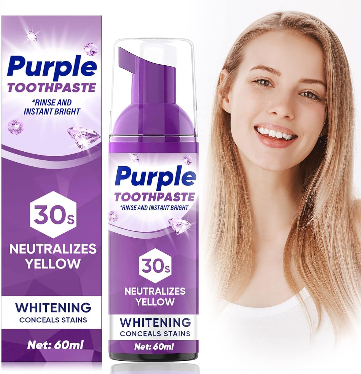 Purple Toothpaste for Teeth Whitening Tooth Stain Removal Purple Toothpaste Teeth