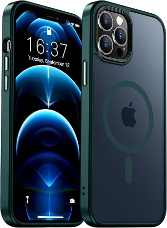 Red2Fire Strong Magnetic for iPhone 12 Pro Max Case, [Compatible with MagSafe] [Military Grade Drop Protection] Non-Slip Heavy Duty Full-Body Shockproof Protection Phone Case 6.7 inch, Matte Green