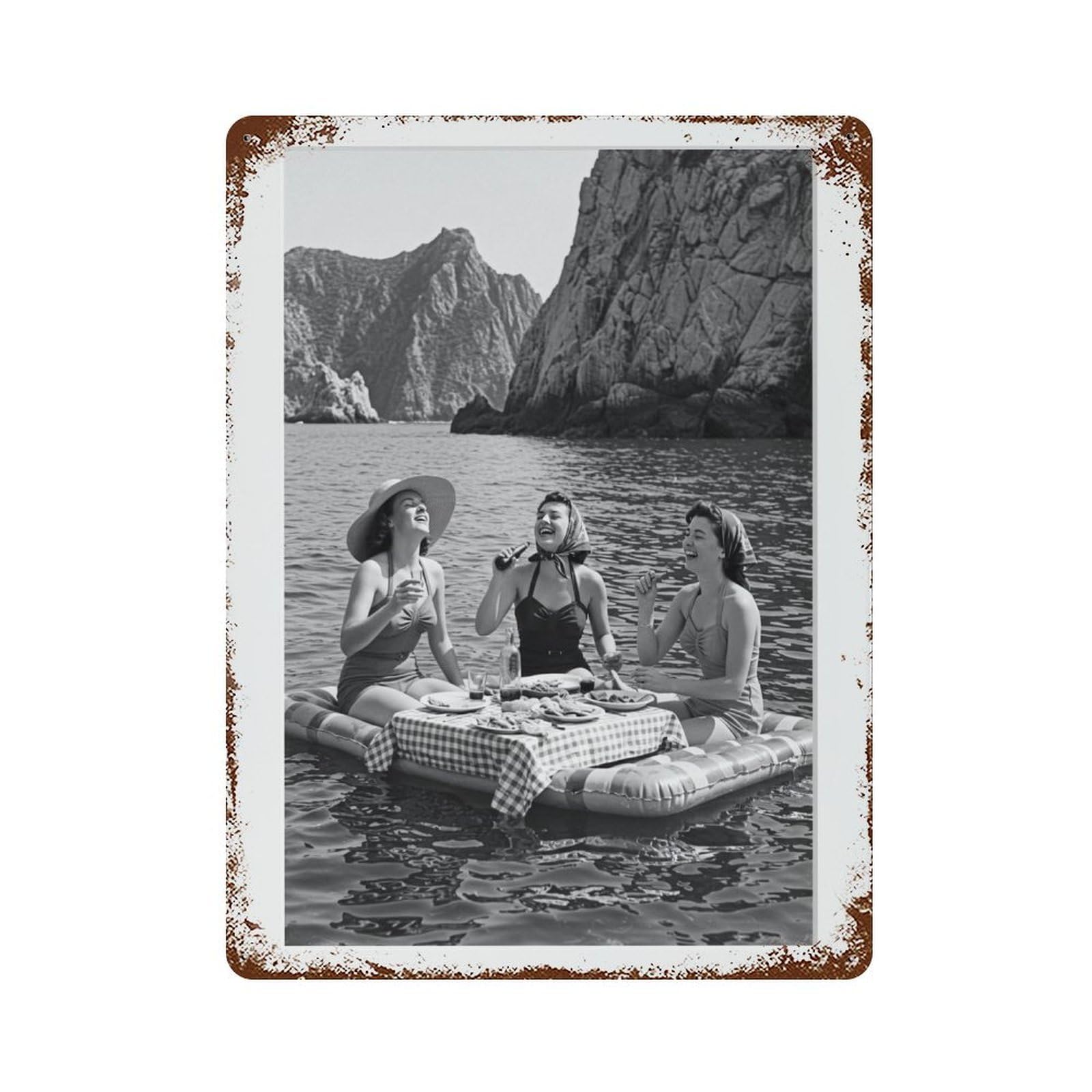 xiaoxiaoshen Picnic on Lake, Photography S Wall Decor Art Metal Tin Poster Modern Home Decor Art Home Bar Shop Decorations Vintage Sign 40x30cm