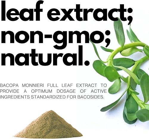 Miniatura 5 de FOLIUS LABS Bacopa Monnieri Cápsulas 750mg  Suplemento herbario con 40% Bacosides Bacopa Monnieri  Ayuda a apoyar la memoria y la capacidad