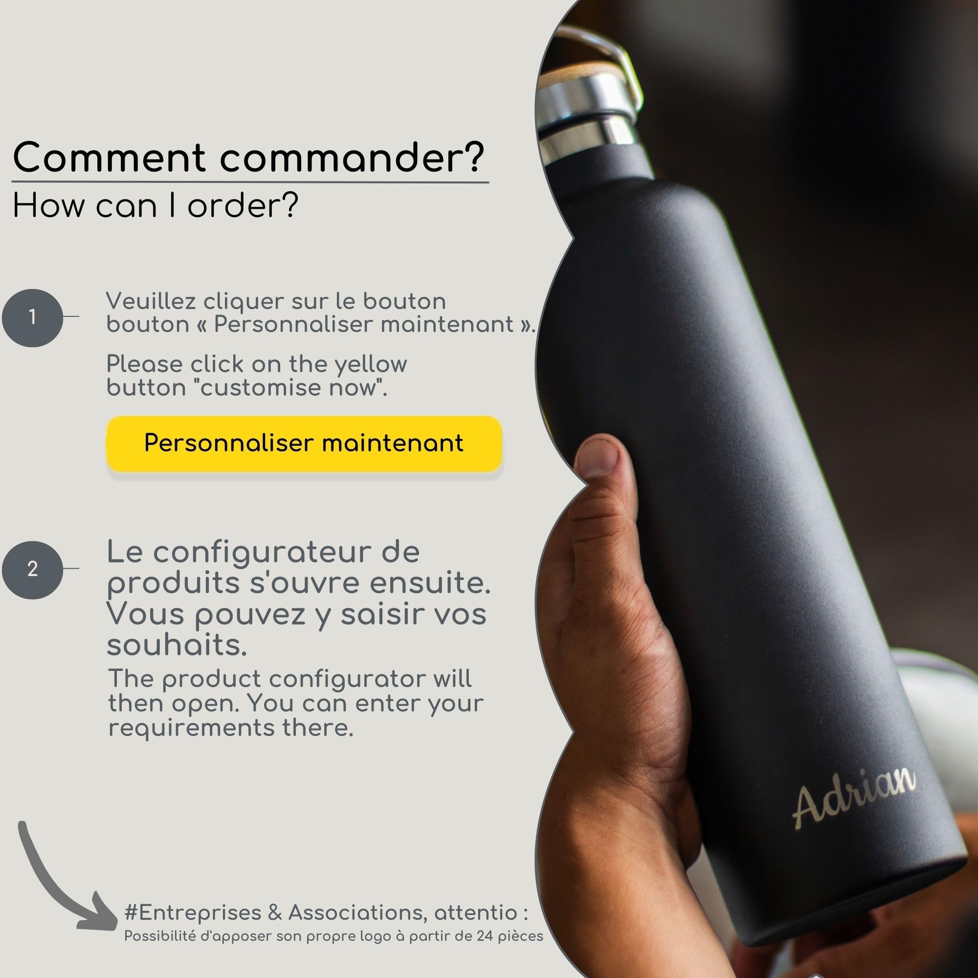 Milu Gourde en acier inoxydable avec gravure 350ml 500ml 750ml 1000ml (+3 couvercles) - Idée cadeau cadeau personnalisé avec prénoms Noël pour hommes femmes maman papa amis | (500ml + gravure)