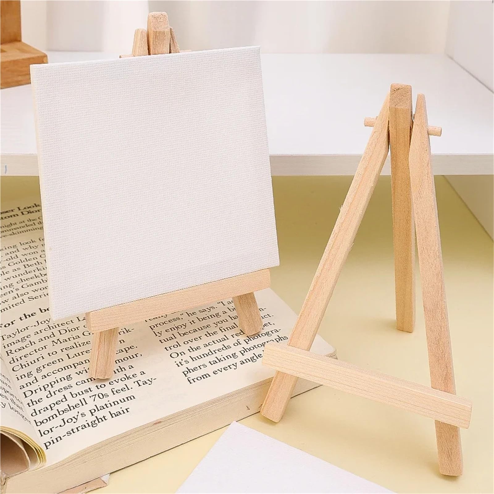 Tischstaffelei 1/2/4PCS Mini Leinwand Und Staffeleien Set Holz Faltbare Desktop-Ständer for Malerei Kunst Handwerk Display halterung(4PCS)