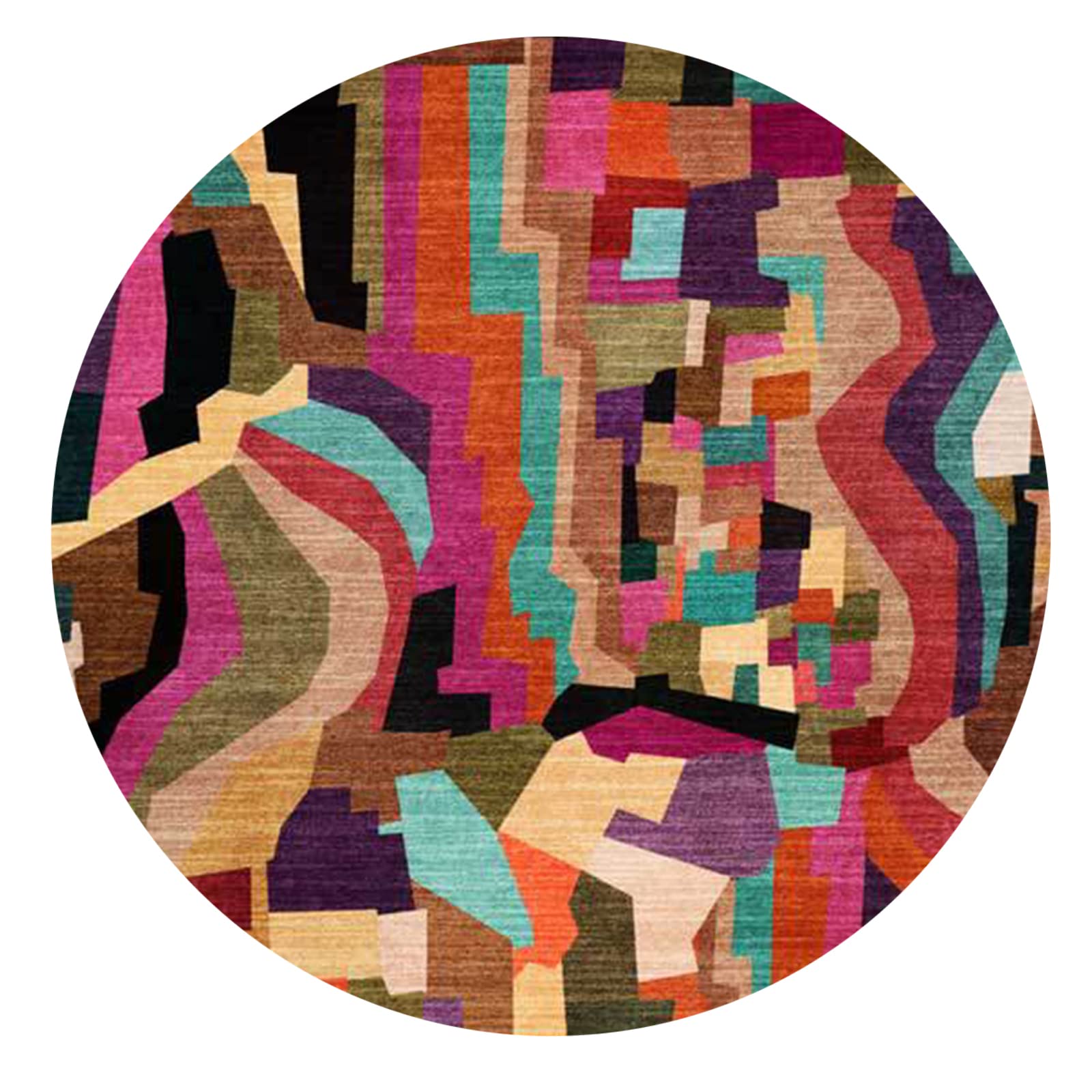 Tapis de couloir ovale 70x120 cm multicolore abstrait antidérapant et lavable en machine