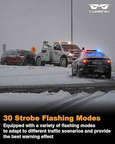 Miniatura 3 de LUMENIX Barra de luz LED estroboscópica de asesor de tráfico con controlador de 2 x 19 pulgadas para parabrisas de ventana trasera de emergencia,