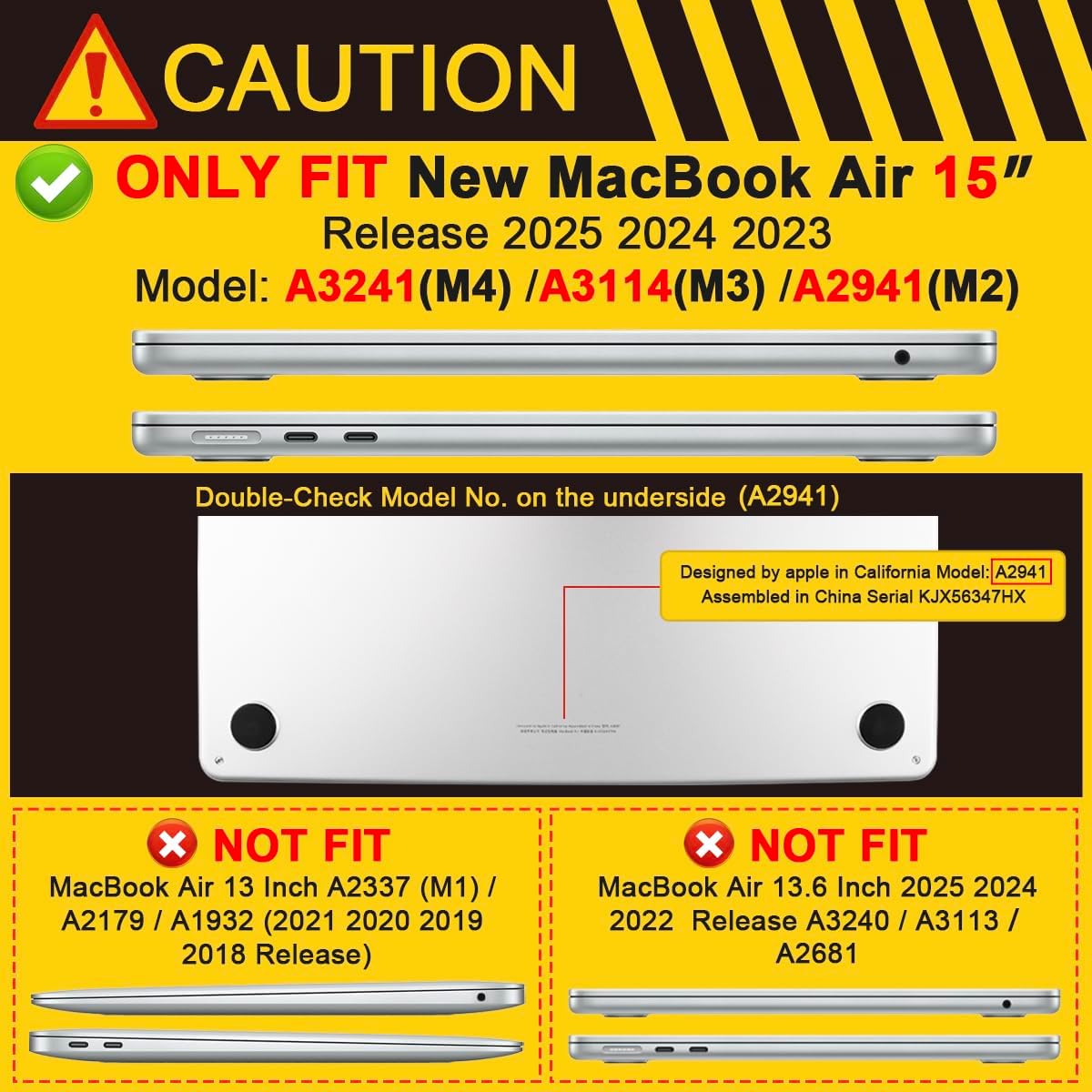 Batianda Case for New MacBook Air 15 inch 2025 M4 2024 2023 Model A3241 A3114 M3 A2941 M2,Slim Lightweight Protective Shell with Creative Pattern with Keyboard Cover & Screen Protector, Navy Flowers - Image 2