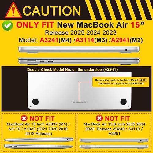 Miniatura 16 de Batianda Funda prémium para MacBook Air de 15 pulgadas 2025 M4 2024 2023 con chip M3 M2 modelo A3241/A3114/A2941, carcasa rígida diseñada