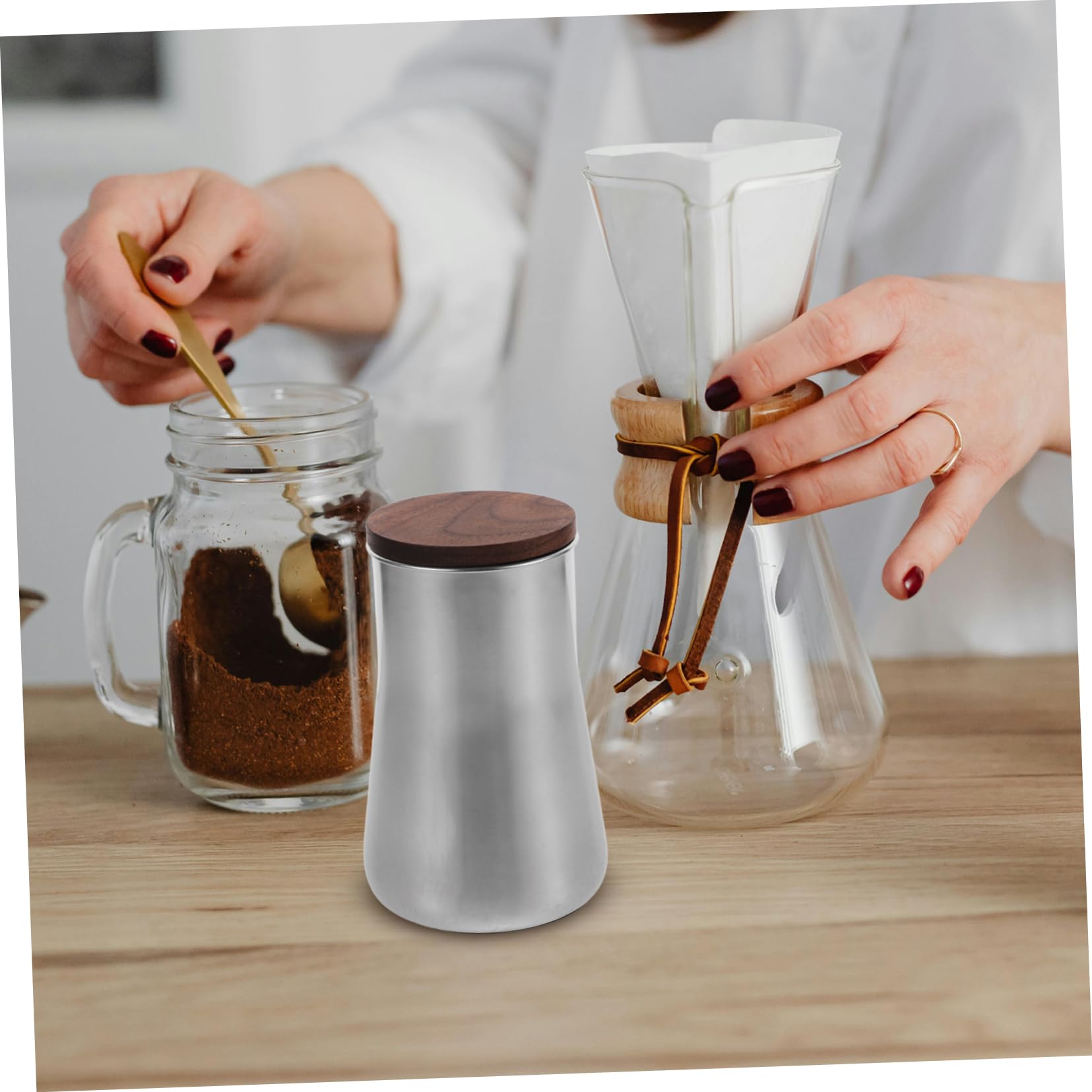 Veemoon Sifter De Café De Acero Inoxidable Malla Fina Recipiente Para Filtrar Café Molido y Sifón De Polvo Accesorio Práctico Para Cafeteras y Preparación De Bebidas