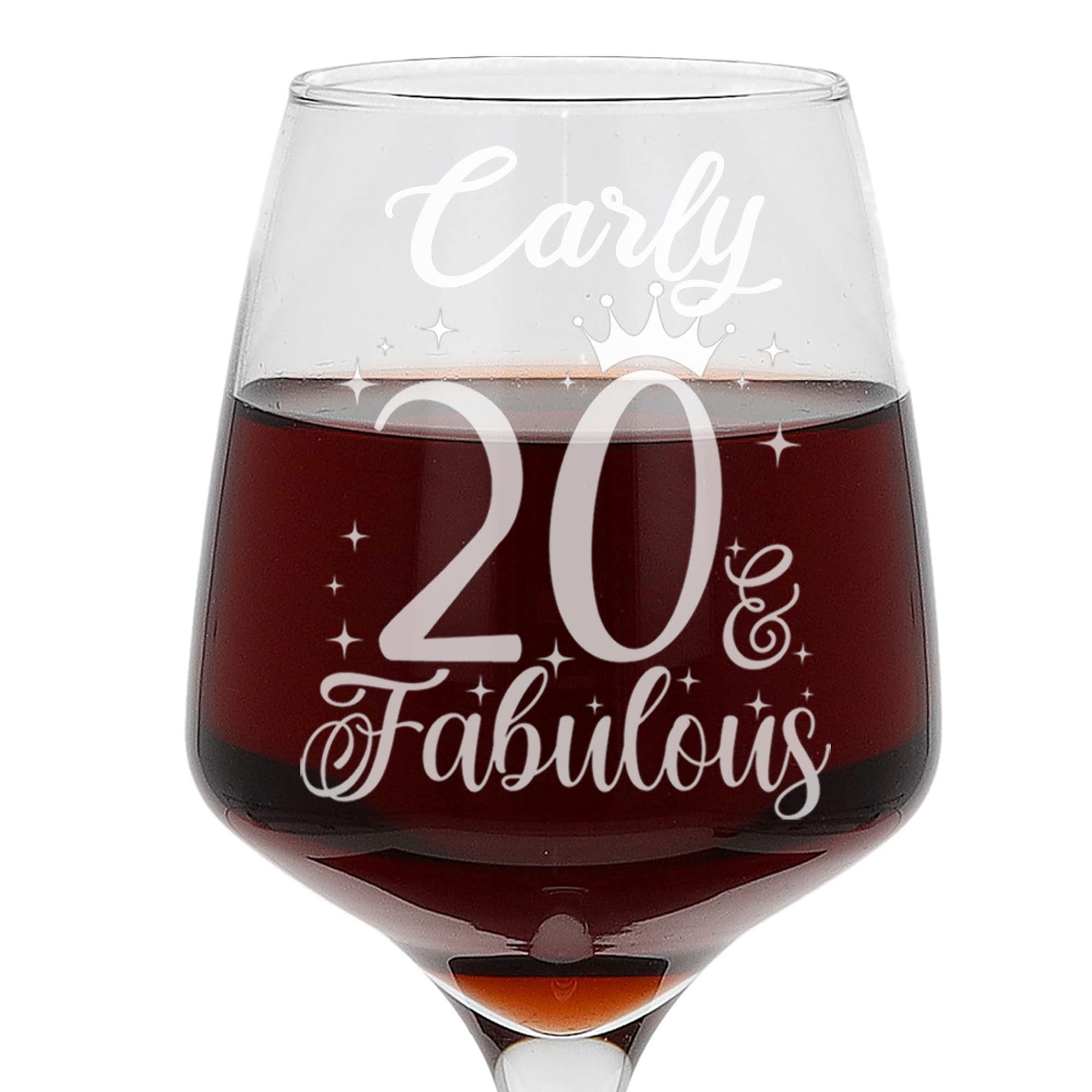 Personalised Birthday Gift for Women: Engraved Large Wine Glass with Name & Age - 400ml, Elegant Stemmed Wine Glass