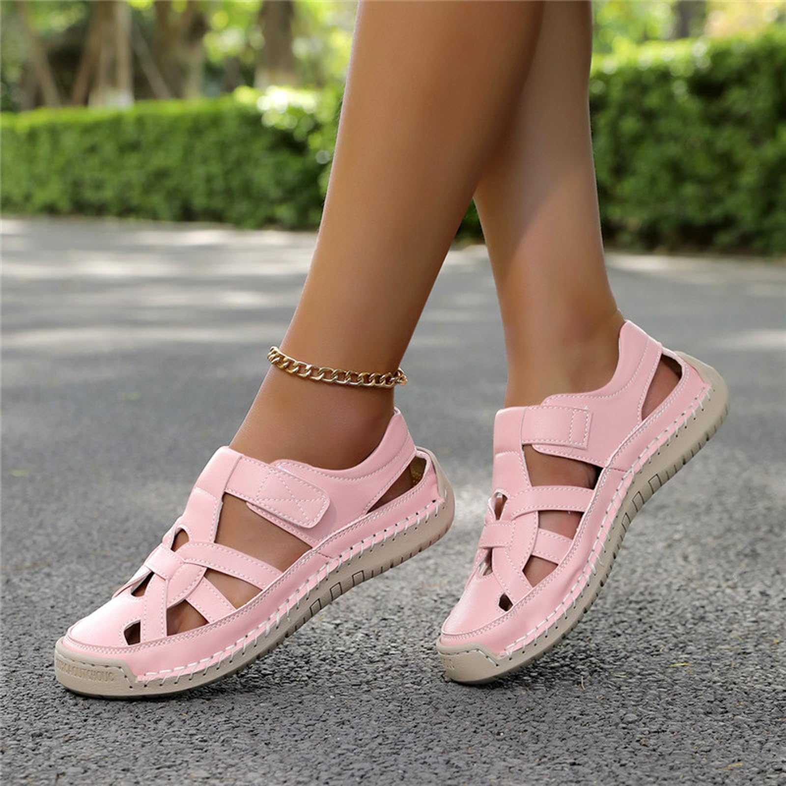 Generisch Damen Schuhe Damen-Sandalen bequem atmungsaktiv für Outdoor-Aktivitäten Freizeit Sport Spaziergänge Wandern Strand sommerliche Unisex-Luftschlappen mit niedrigem Absatz